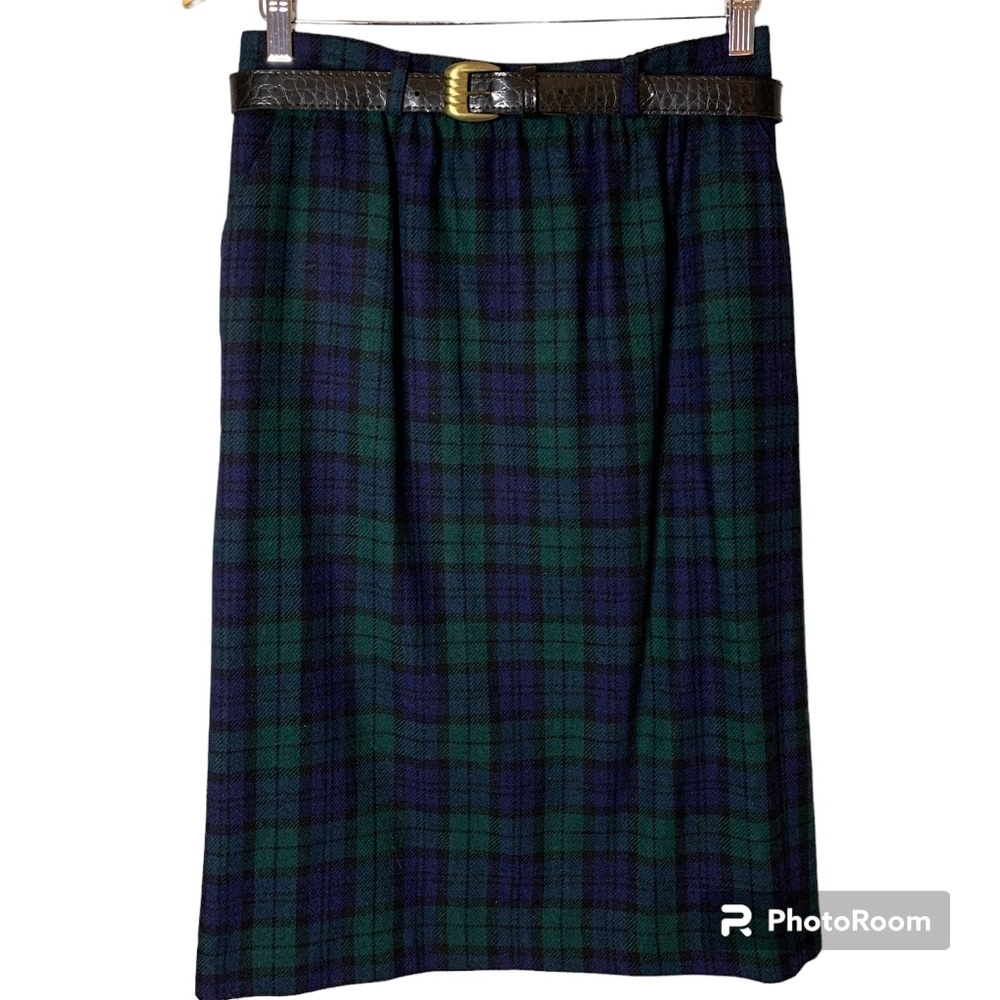 Leslie Fay Skirt 14 Vintage Petite Wool Blend Belted Tartan Plaid Lined …